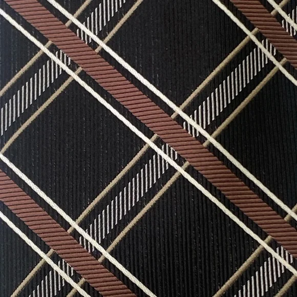 Nautica Black Criss-Cross Check Silk Necktie - Picture 3 of 5
